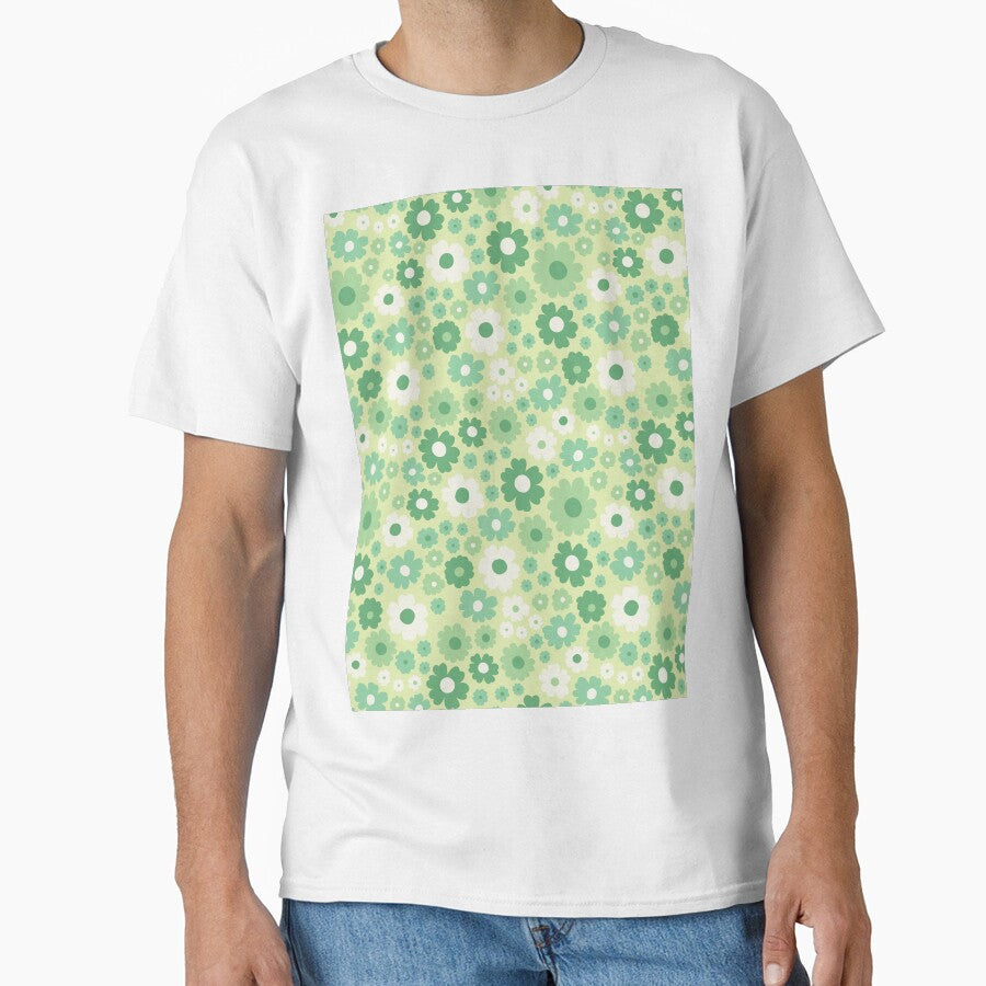 GROOVY RETRO FLOWER POWER GIRLY 70S AND 60S STYLE LIGHT GREEN by blomastudios