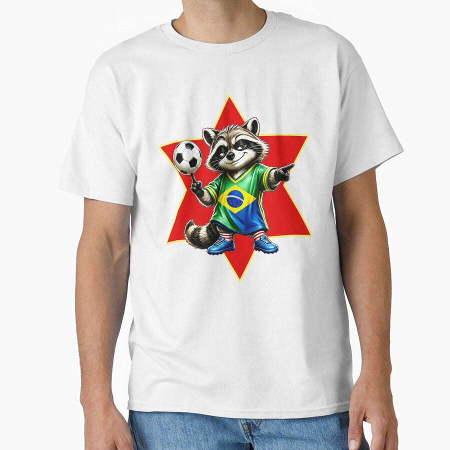Confident Soccer Trash Panda Raccoon Street Football Mascot Art by DreamyTupelo Unisex , , , Long Sleeve Tee