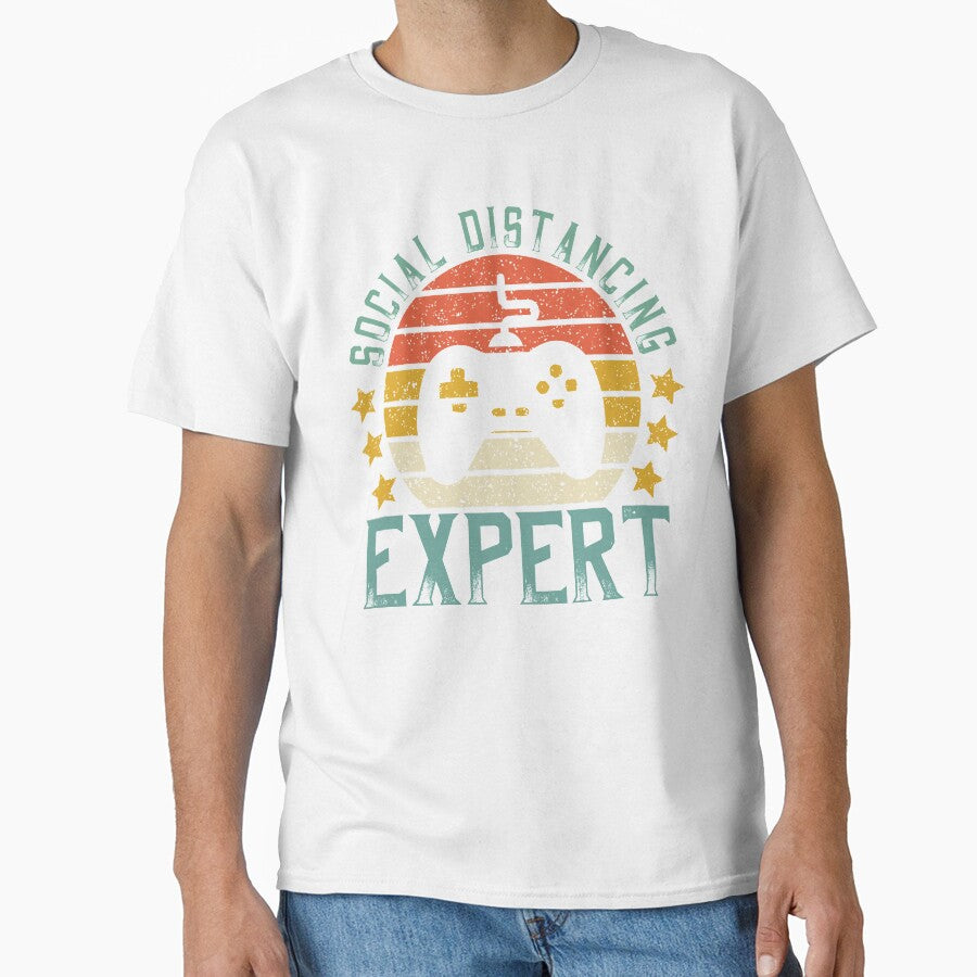 Vintage Retro Gamer Social Distancing Expert by DreamColor