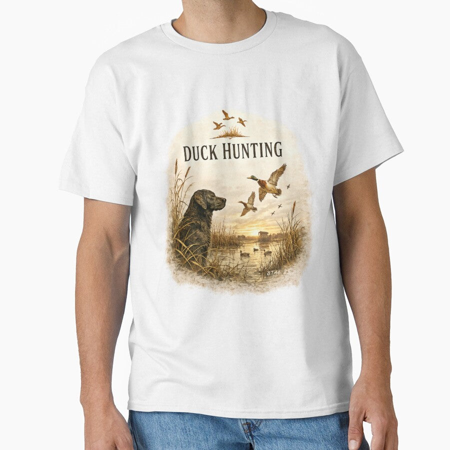 Black Labrador Duck Hunting PNG | Waterfowl Retriever Vintage Sketch Design by TammyHunterArt