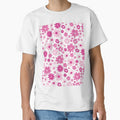 RETRO GROOVY AND FUN FLOWERS WHITE AND PINK by blomastudios