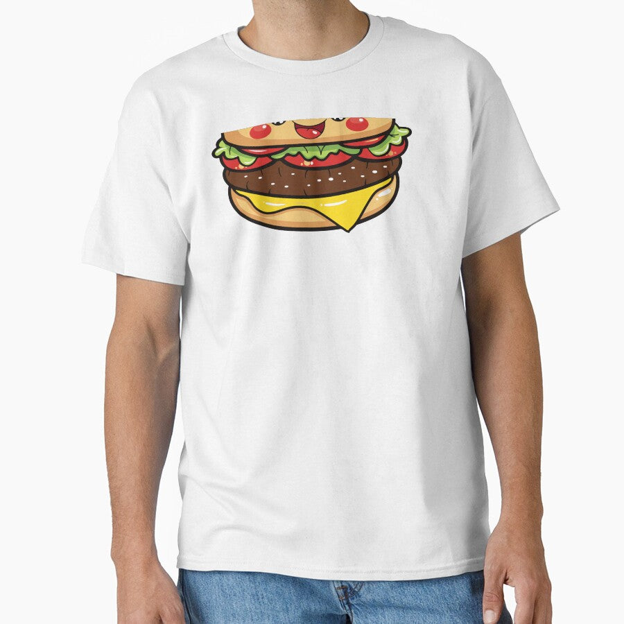 Kawaii Happy Cheeseburger Cute Fast Food Burger by Teetee94