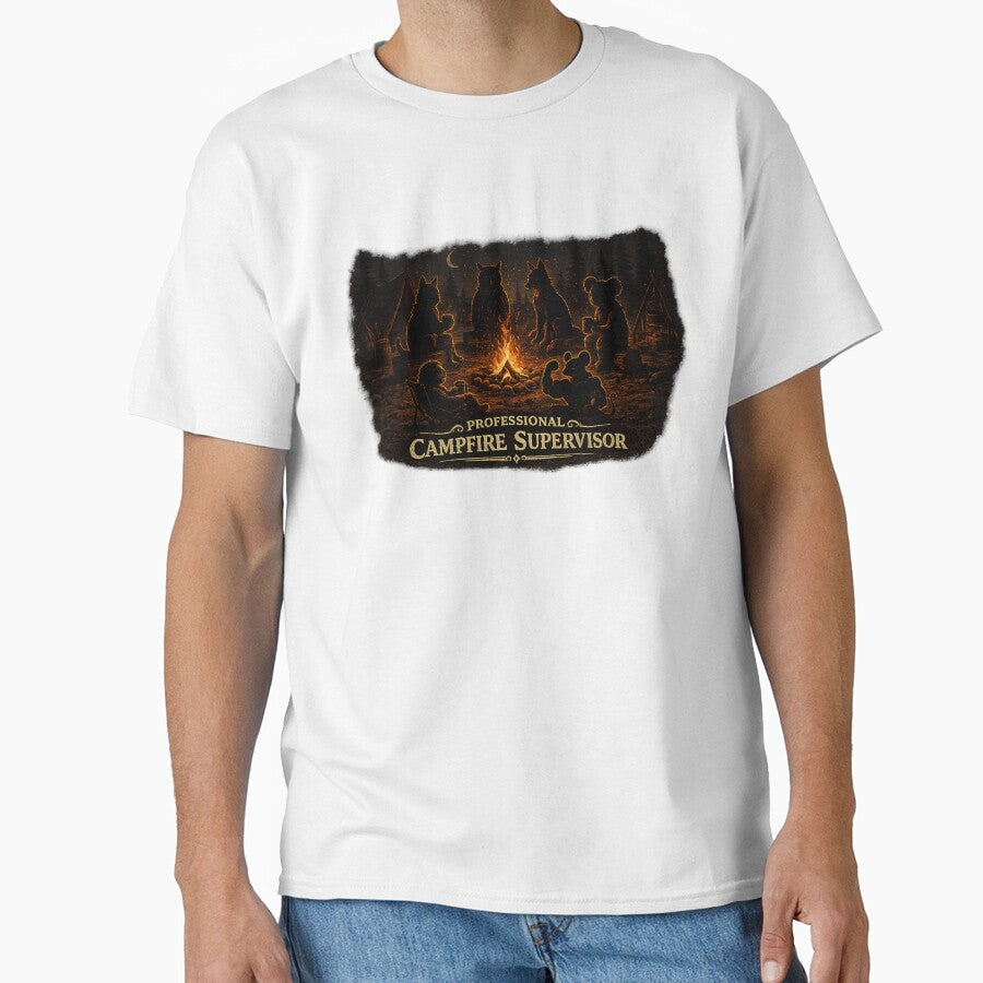 Professional Campfire Supervisor Retro Camping Humor by Claws & Chaos
