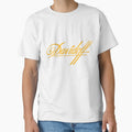 Luxury Gold Script Logo T-Shirt – Elegant Minimalist Design by Zibis09