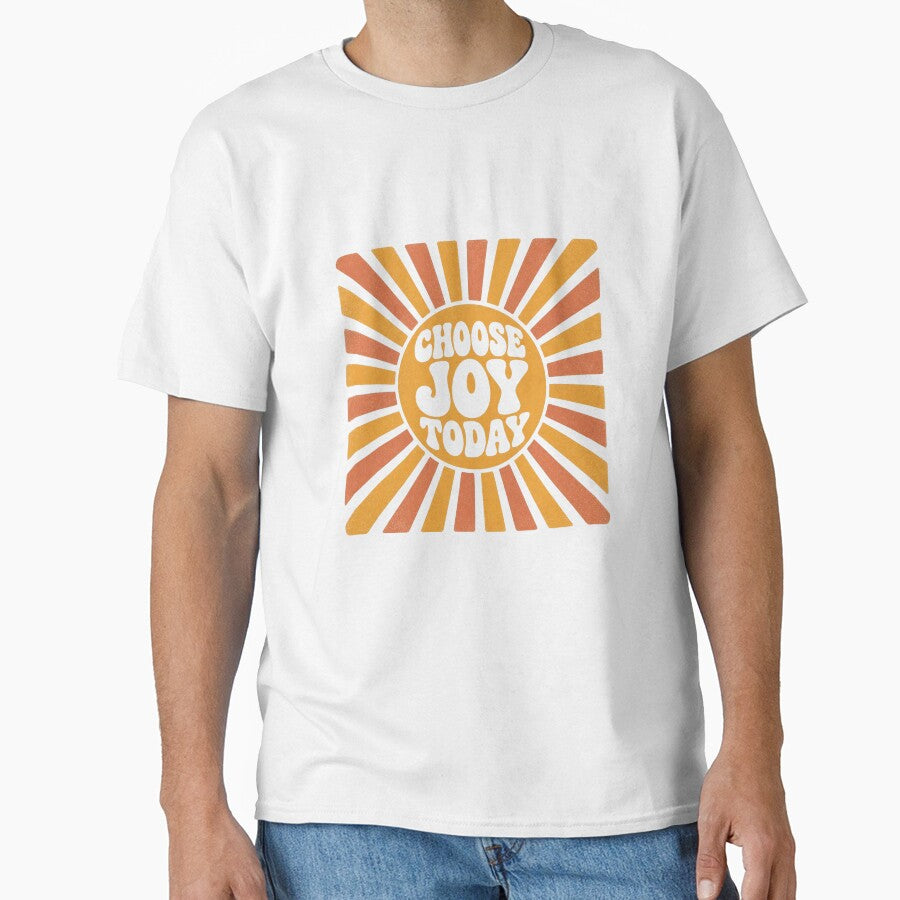 Choose Joy Today retro sunburst 70s affirmation wellness gift by language-des