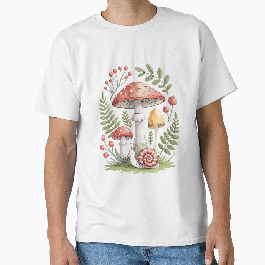 Cute Snail And Mushroom Botanical Cottagecore Forest by Aesthetic Art