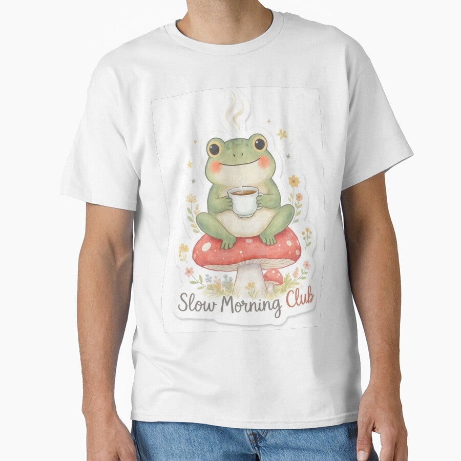 Cute Frog Tea Sticker – Slow Morning Club Cottagecore Frog Aesthetic Sticker by Utsav kadia
