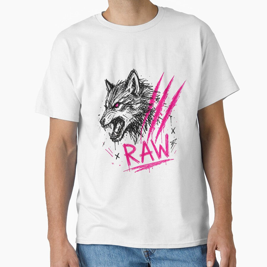 Raw Wolf Sketch Neon Pink Claw Marks Alt Grunge by etuvibes