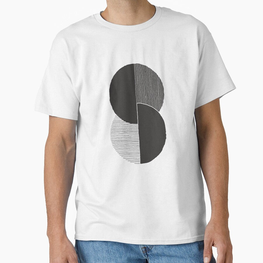 Circle B&W Pieces Abstract Geometric #2 by printheavenart
