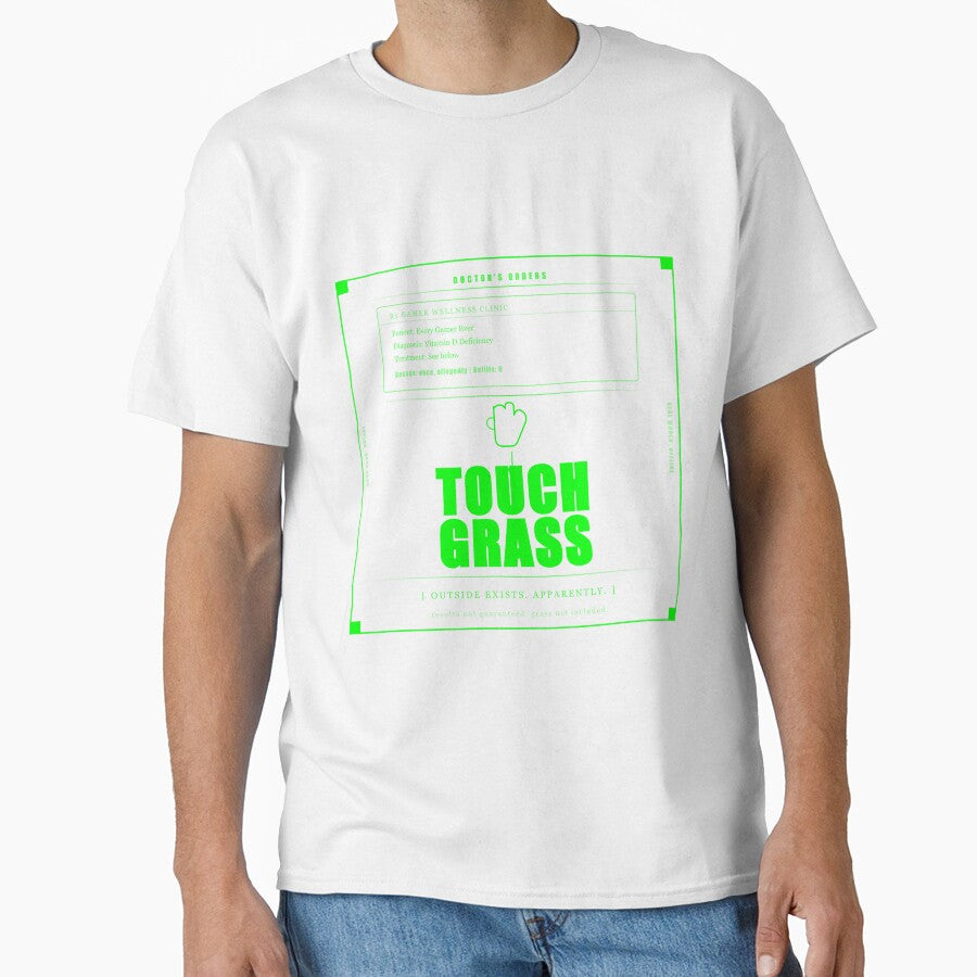 Touch Grass Doctor Prescription Funny Gamer Humor Neon Dark by Mega-Shopping