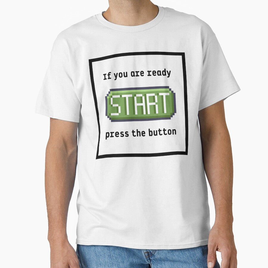 Press the start button (frame)  - Retro gaming experience  - Text based design - Black text by Nemesiscrowd