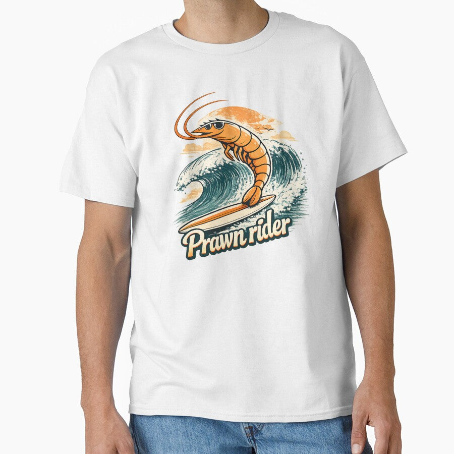 Prawn Rider – Retro Surfing Big Prawn Vintage Beach Design by TomoMadeIt