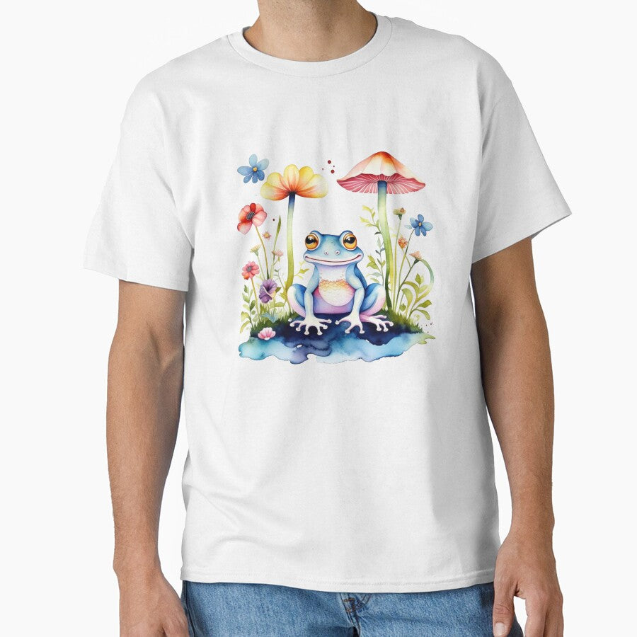 Cottagecore Frog With Mushrooms And Flowers by Khihi