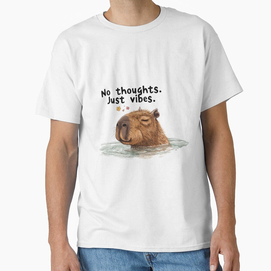 Funny Meme - No Thoughts Just Vibes - Chill Capybara Zen by hamishby