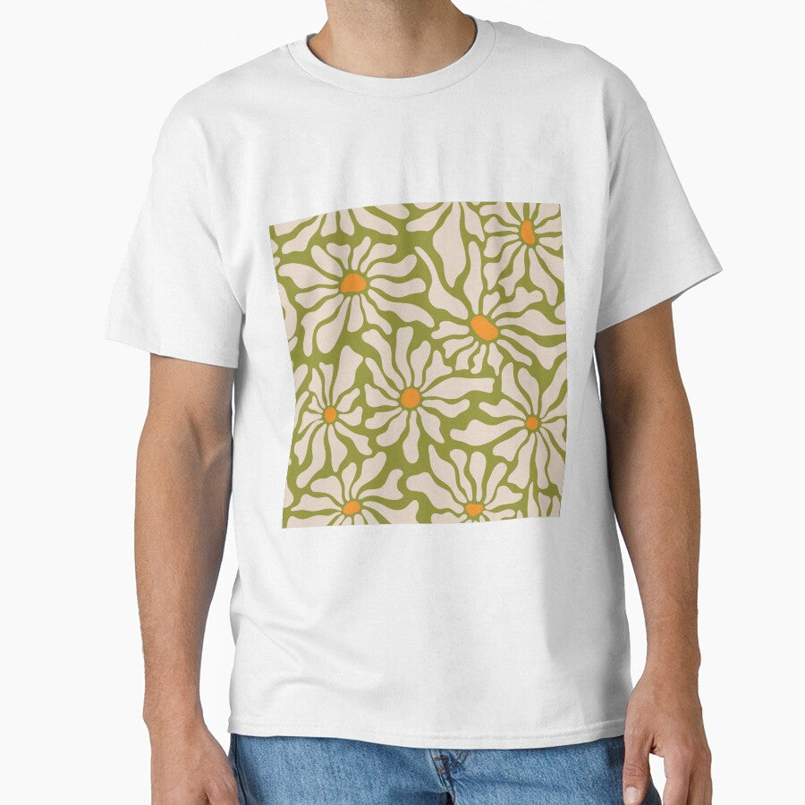 Light green bloom. Retro floral pattern by ReneMagritteArt