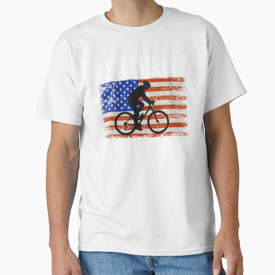 Best Cycling Dad Ever Vintage Cycling Father's Day US American flag by LadyHustle