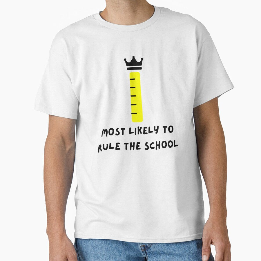 Most likely to rule the school: cute crowned ruler pun (yellow) by NerdyChibi