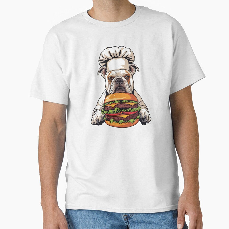 Grumpy Bulldog Chef Burger Funny Food Art Print by Sky-bully