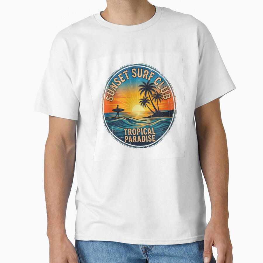 Sunset Surf Club Tropical Paradise Retro Badge Vector Design by Rahat3344