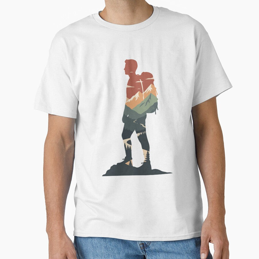 Double Exposure Hiker Silhouette | Mountain Landscape Adventure Art by stylishdzign