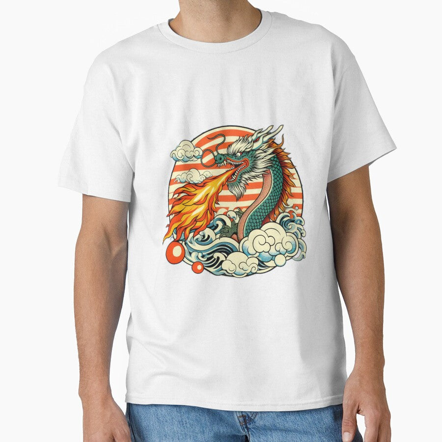 vintage Chinese Dragon Spits Fire by Expressions-Sel