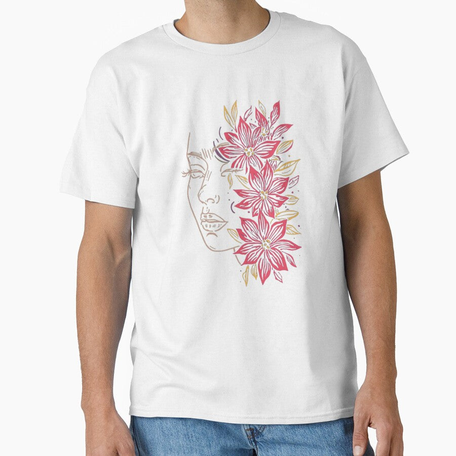 Floral Woman Face Line Art - Abstract Beauty Illustration. by LunaPrintCo