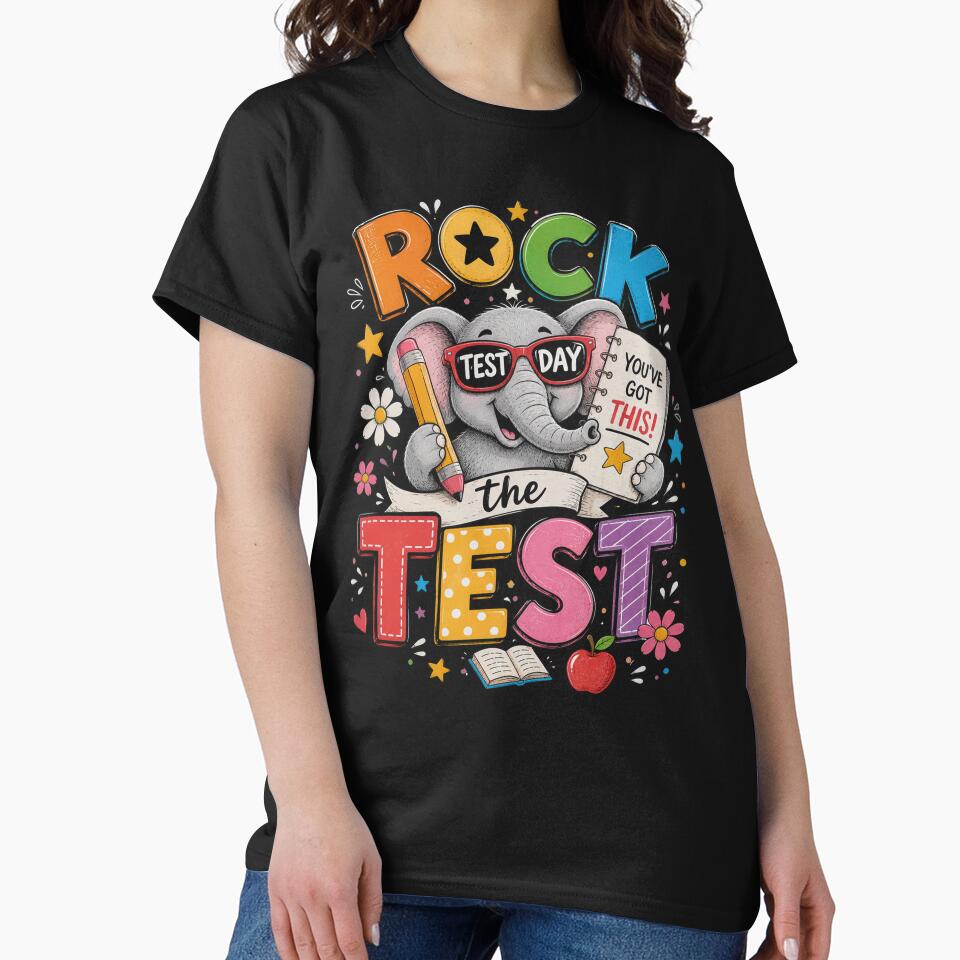 Rock The Test Day Funny Elephant Exam Testing Day School by OlakunleOloroz