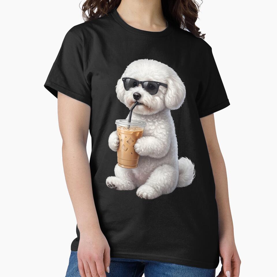 Funny Bichon Frise Drinking Iced Coffee Meme Dog Lover by TerryConnells
