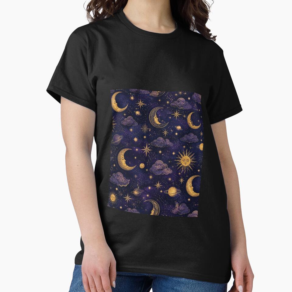 Celestial Moon & Stars Pattern | Mystical Night Sky by DesignsByTaara