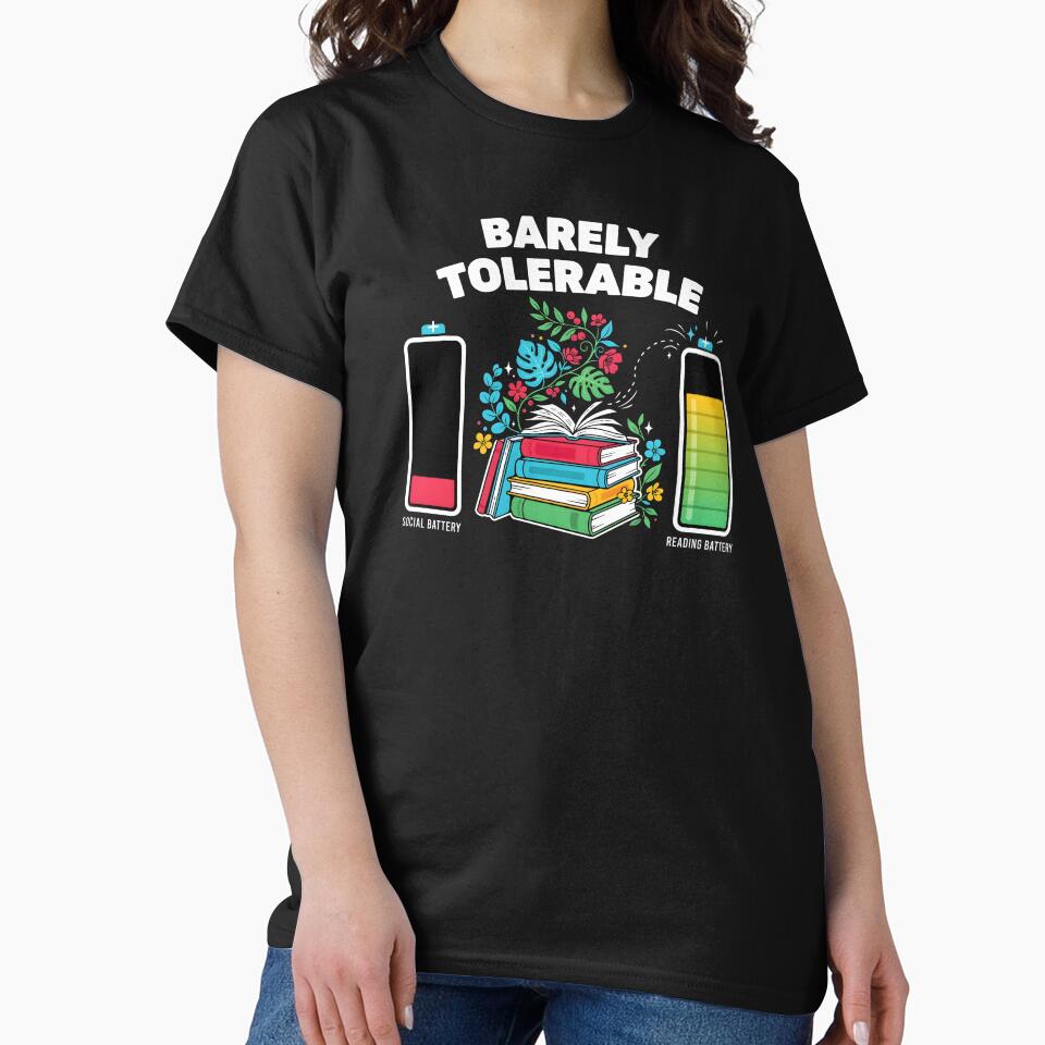 Barely Tolerable Funny Book Lover Floral for Proud Bookworms by Redgiant87x