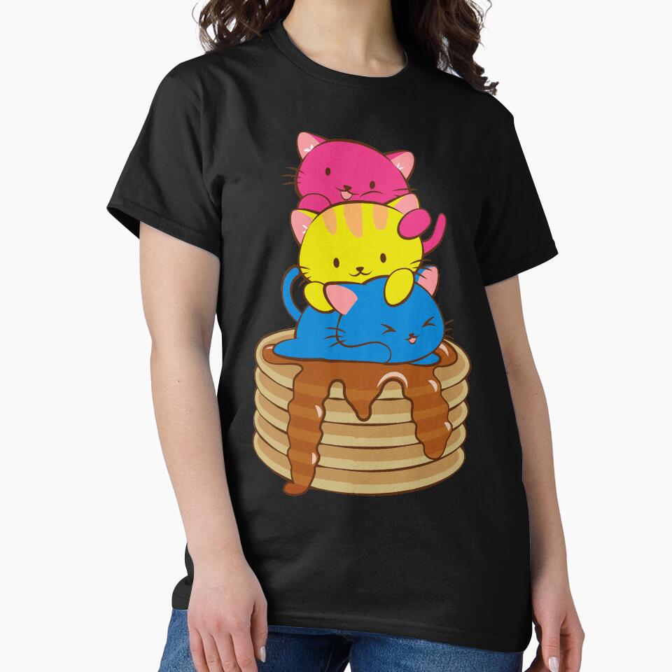 Pansexual Pride Flag Kawaii Cats on Pancakes by Irene Koh