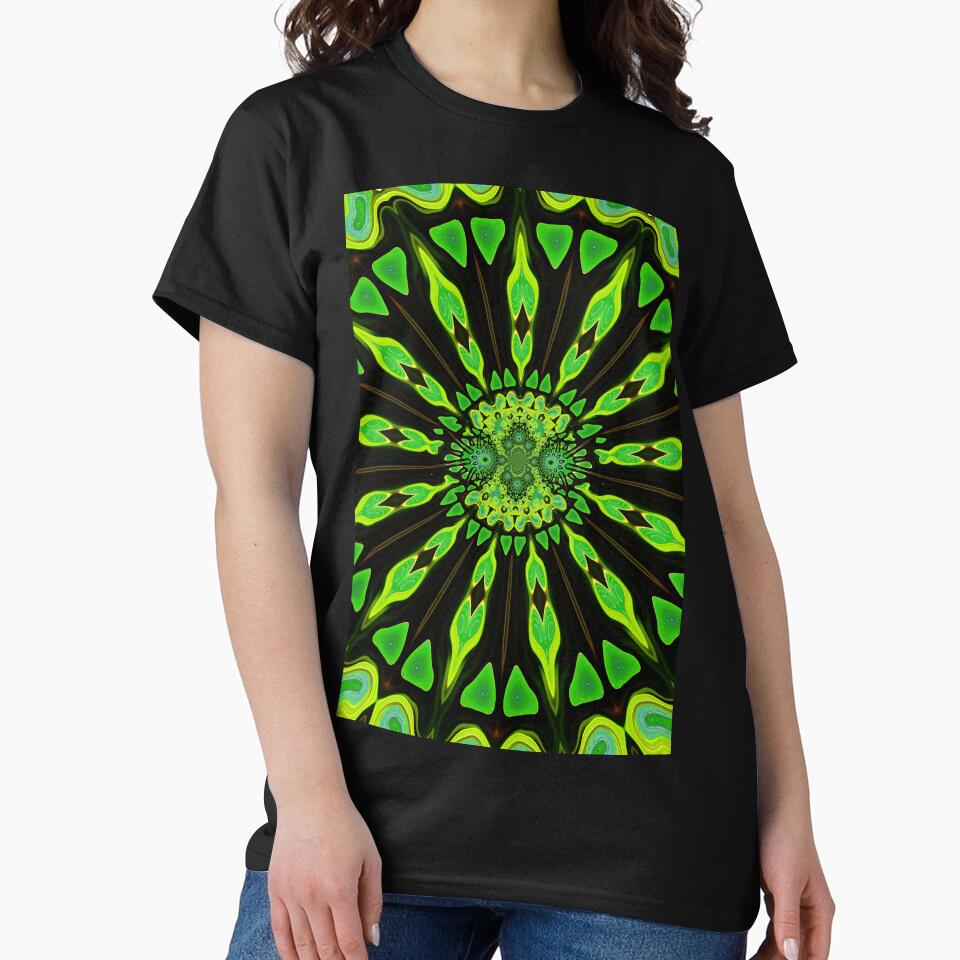 Green and Black tribal kaleidoscope pattern by jaynerushton