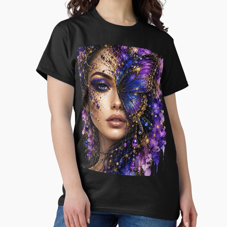 Mystical Butterfly Woman Art | Purple Fantasy Portrait | Boho Goddess Aesthetic Design by Ashes to Artistry