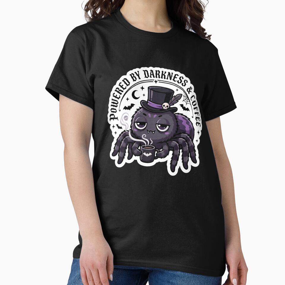 Powered by Darkness & Coffee - Cute Goth Spider Sticker by EnigmaticGoth