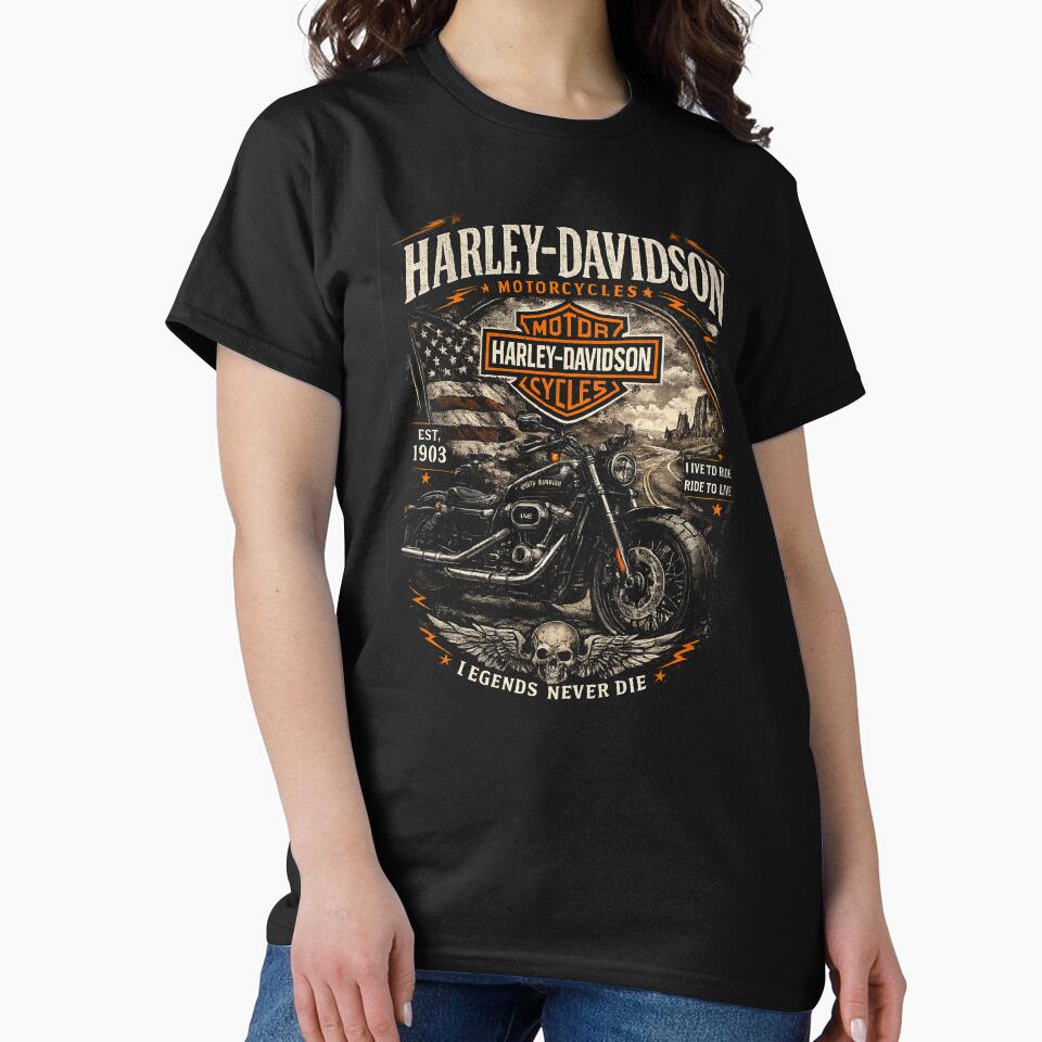 Harley Built for Freedom Live to Ride — Legends Never Die by IronRoadCo