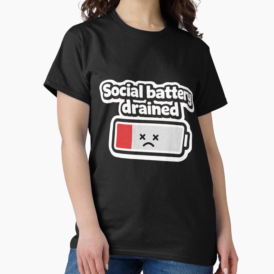 Social Battery Drained Sticker | Introvert Meme | Funny Low Energy Social Humor. by Amr Darwish Graphic designer