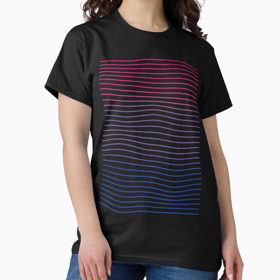 Minimalist Bisexual Pride Flag Waves – Modern LGBTQ+ Line Art Design by Lanakila Studio