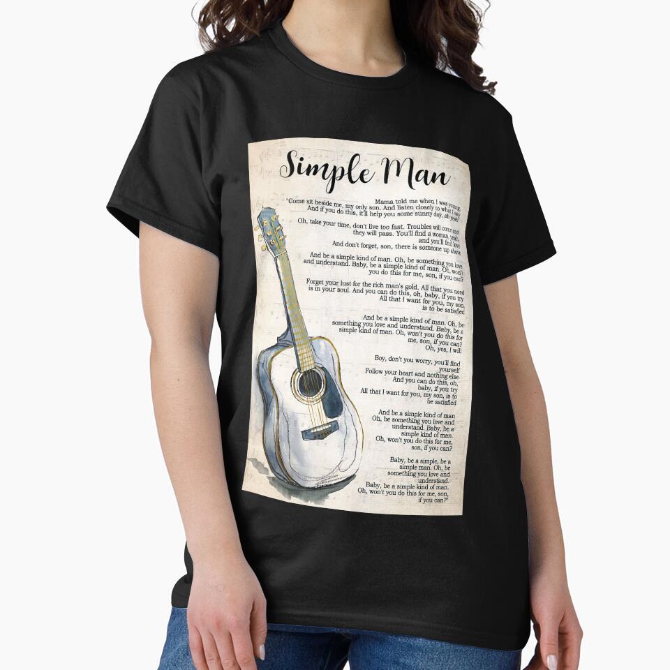 Simple Man Lyrics Poster Gift - Simple Man Lyrics With Guitar by MagicatcoArt