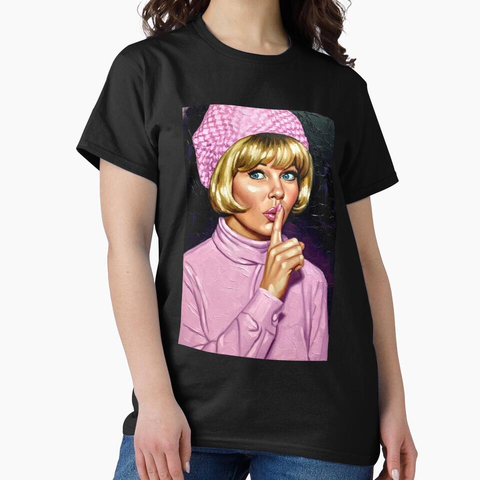 Doris Day - Pink & Pop Art Shush Portrait by Art's Diner Unisex , , , Long Sleeve Tee