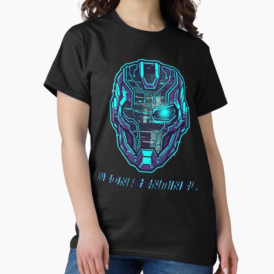 Neon Sentinel Cyber Guardian Hacker Shirt Design by KurtByteStudio