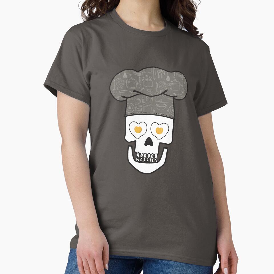 No worries skull wearing a chef's hat by Shedronpanda