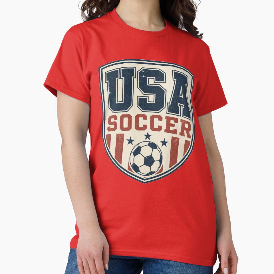 Vintage USA Soccer Athletic Department | Retro Varsity Football Fan by LEOdesignerArt Unisex , , , Long Sleeve Tee