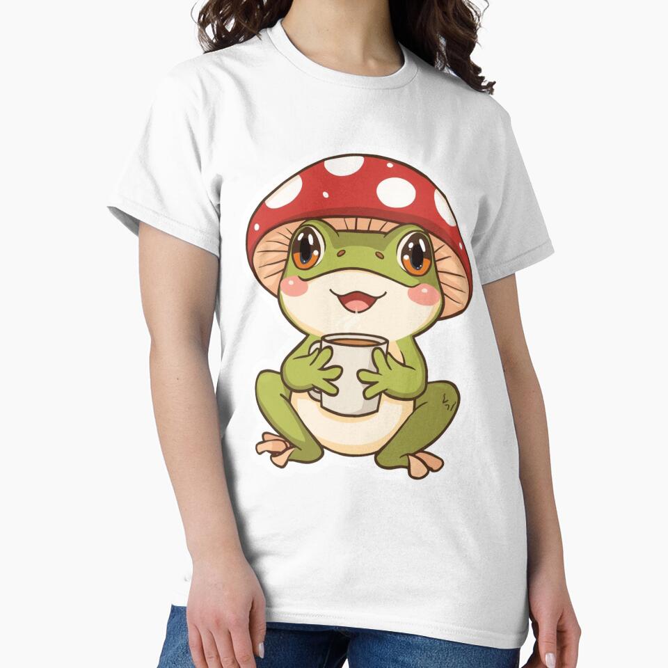 Cute Frog Sticker – Kawaii Cottagecore Frog Drinking Coffee Aesthetic by RouniBoutique