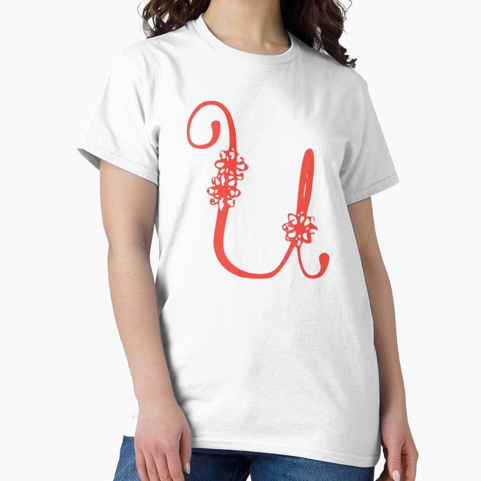 Floral Initial monogram U by Creative-draw