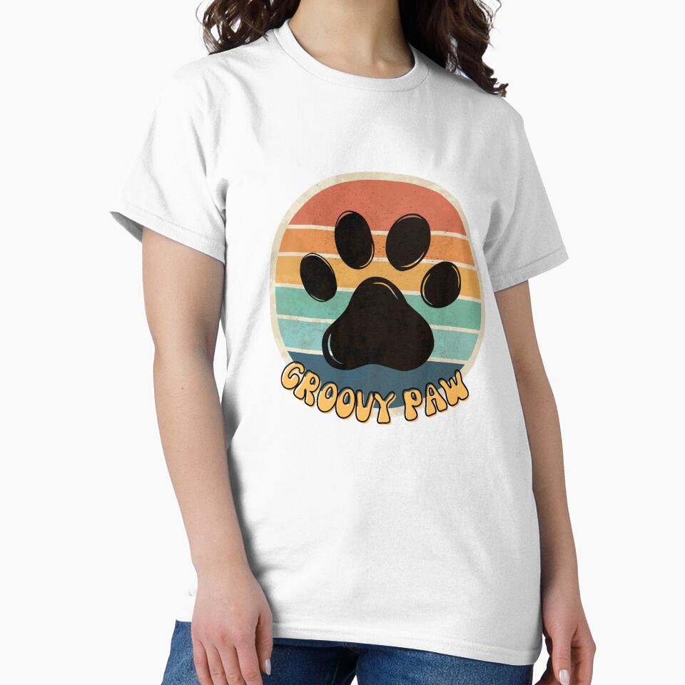 Retro Groovy Dog Paw Print - Vintage Aesthetic by Gapanaart