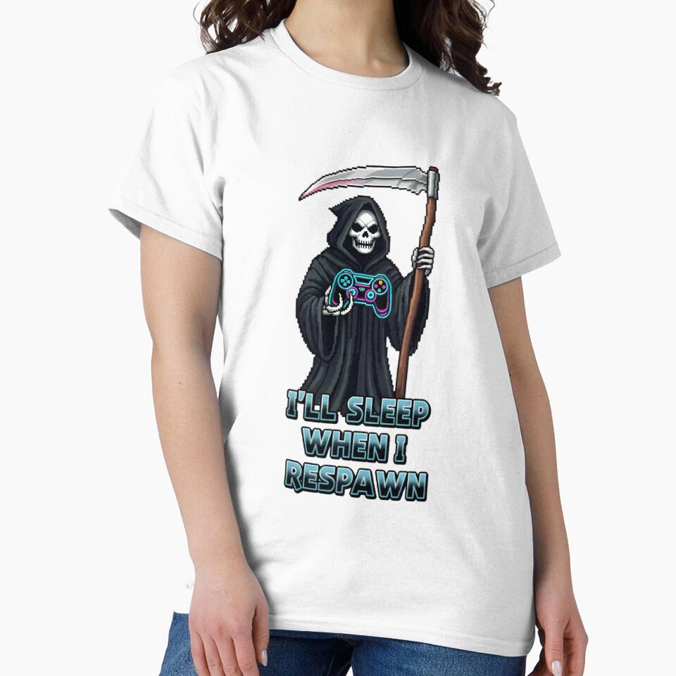 Grim Reaper Gaming Pixel Art Funny Quote by RetroPixel Apparel