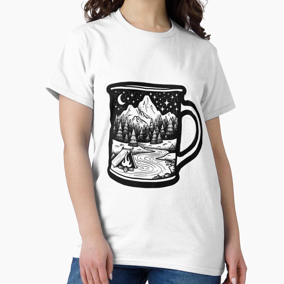 Outdoor Camping Mug Sticker by NicolasGlowArt