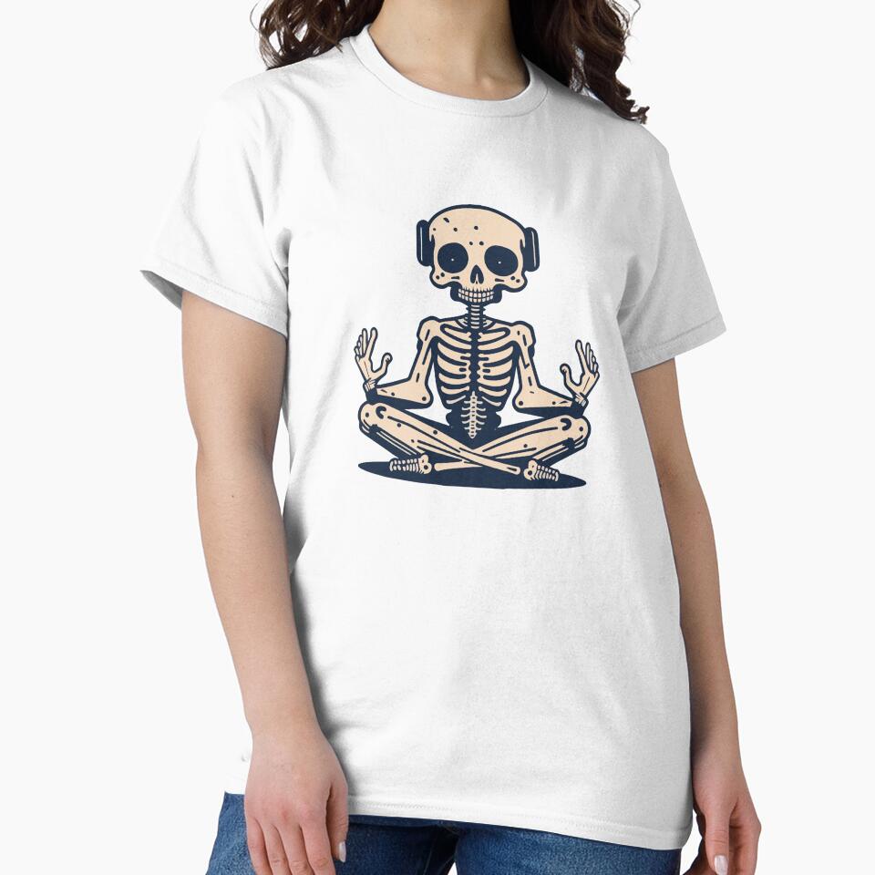 Yoga meditating skeleton by jkrphoto