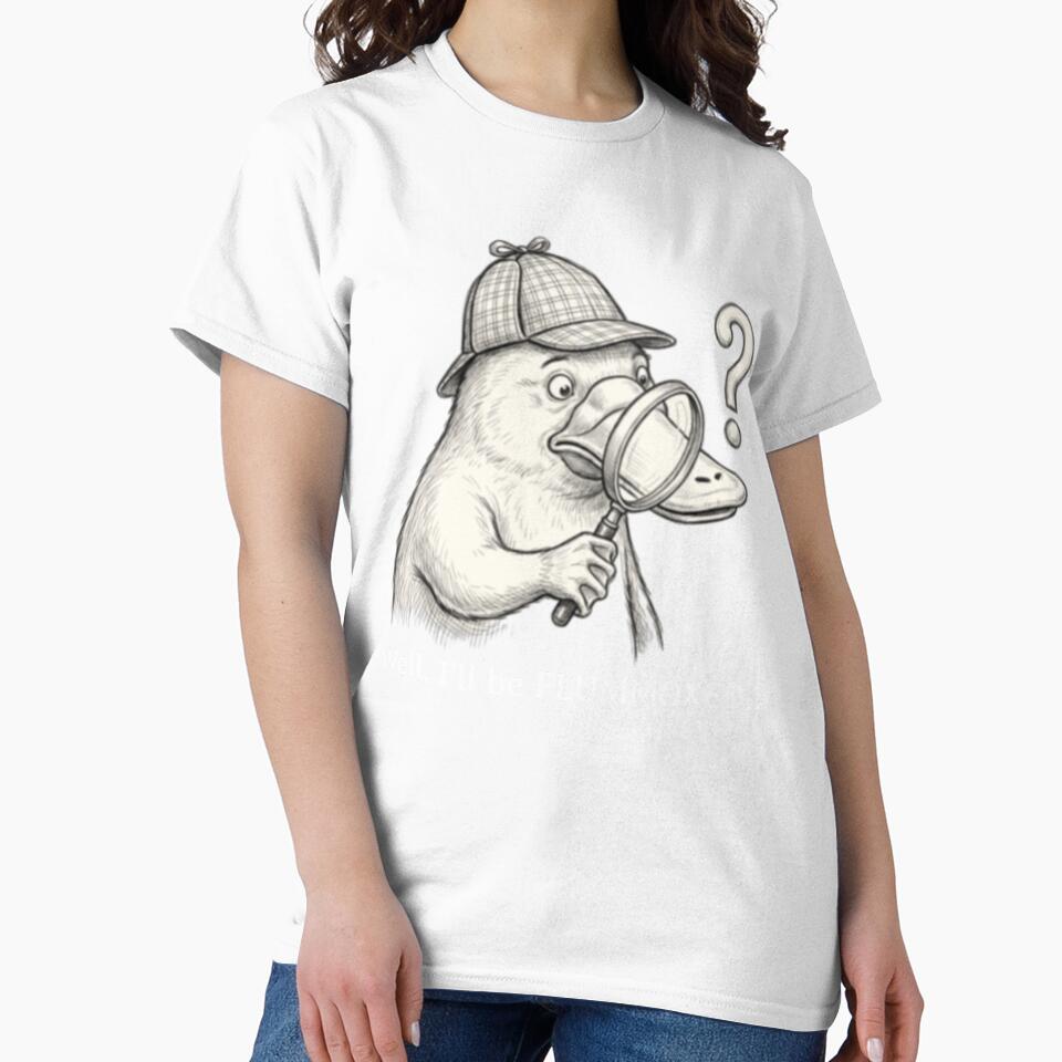 Platypus Detective Shirt Deerstalker Hat Funny Flummoxed Saying Tee by rvanderveken