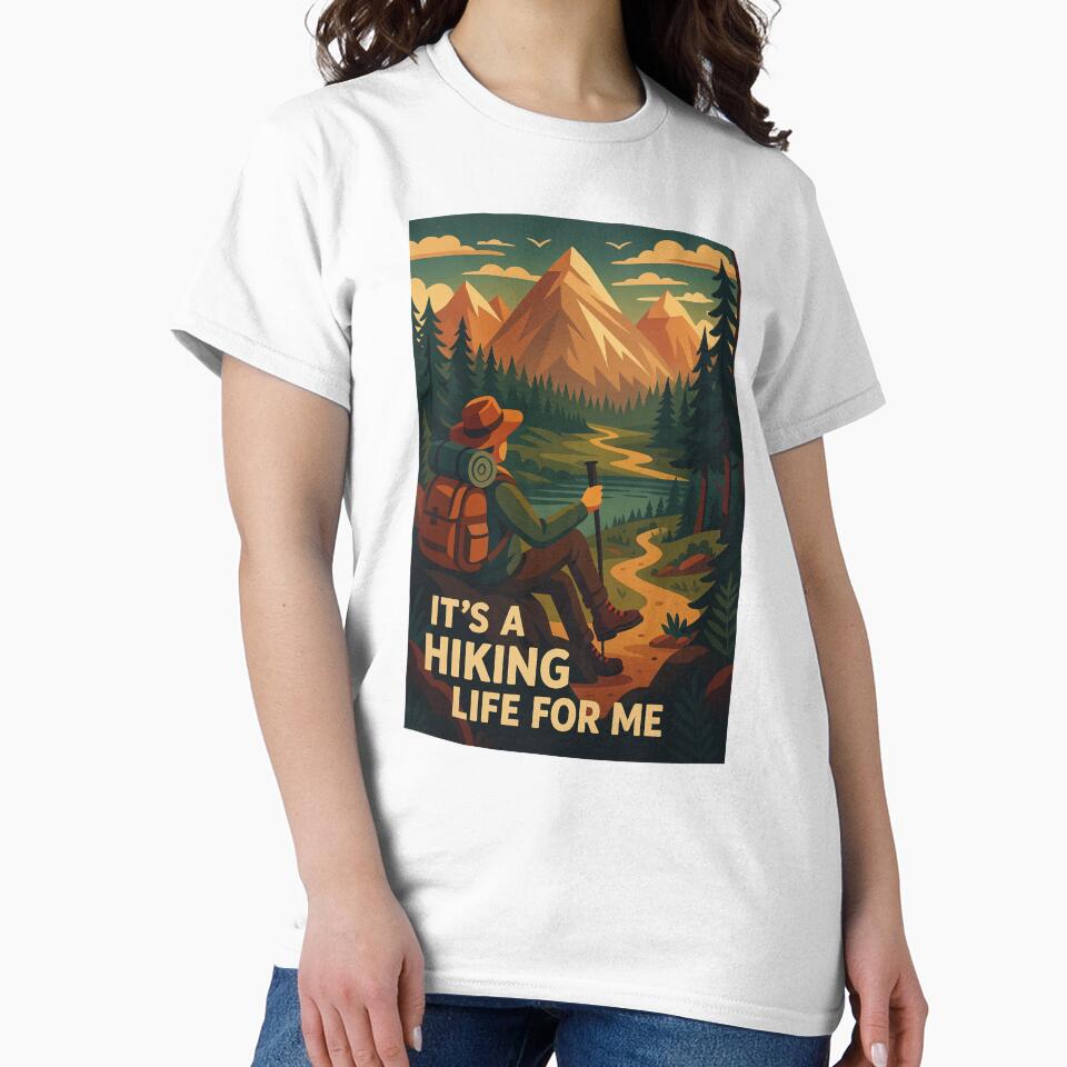 It’s a Hiking Life for Me – Retro Mountain Trail Adventure Art by RogueSymmetry